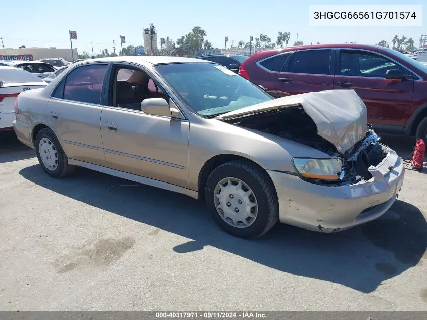 2001 Honda Accord Sdn Lx VIN: 3HGCG66561G701574 Lot: 40317971