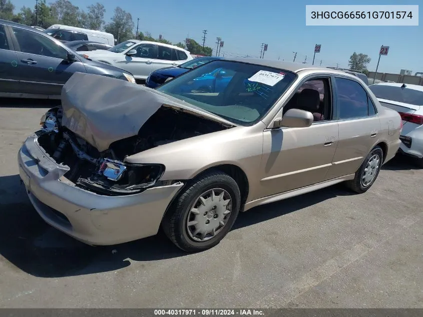 2001 Honda Accord Sdn Lx VIN: 3HGCG66561G701574 Lot: 40317971