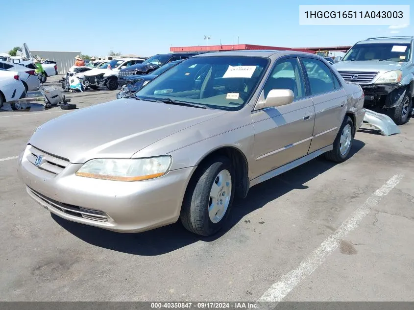 2001 Honda Accord 3.0 Ex VIN: 1HGCG16511A043003 Lot: 40350847