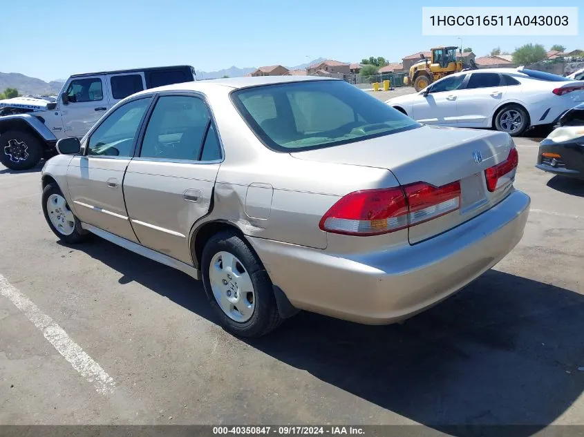 1HGCG16511A043003 2001 Honda Accord 3.0 Ex