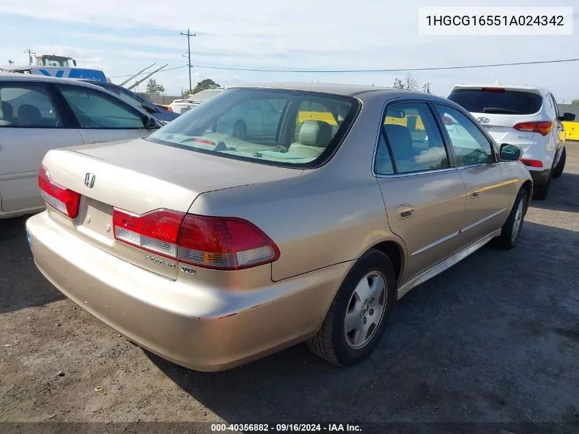 1HGCG16551A024342 2001 Honda Accord 3.0 Ex