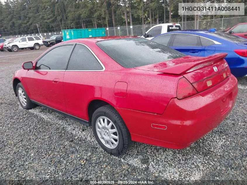 2001 Honda Accord 2.3 Lx VIN: 1HGCG31411A008441 Lot: 40390526