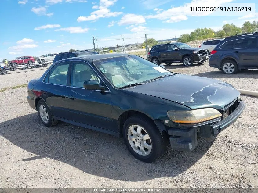 2001 Honda Accord 2.3 Lx VIN: 1HGCG56491A136219 Lot: 40399175