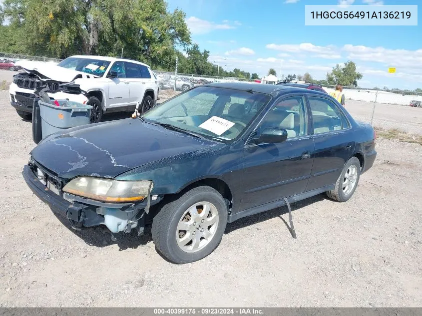 2001 Honda Accord 2.3 Lx VIN: 1HGCG56491A136219 Lot: 40399175