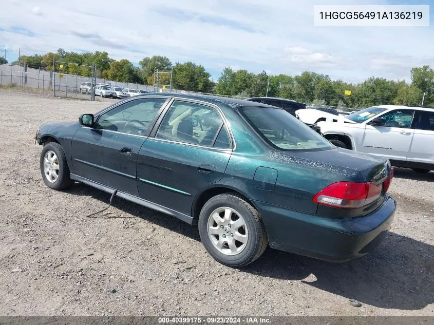 2001 Honda Accord 2.3 Lx VIN: 1HGCG56491A136219 Lot: 40399175