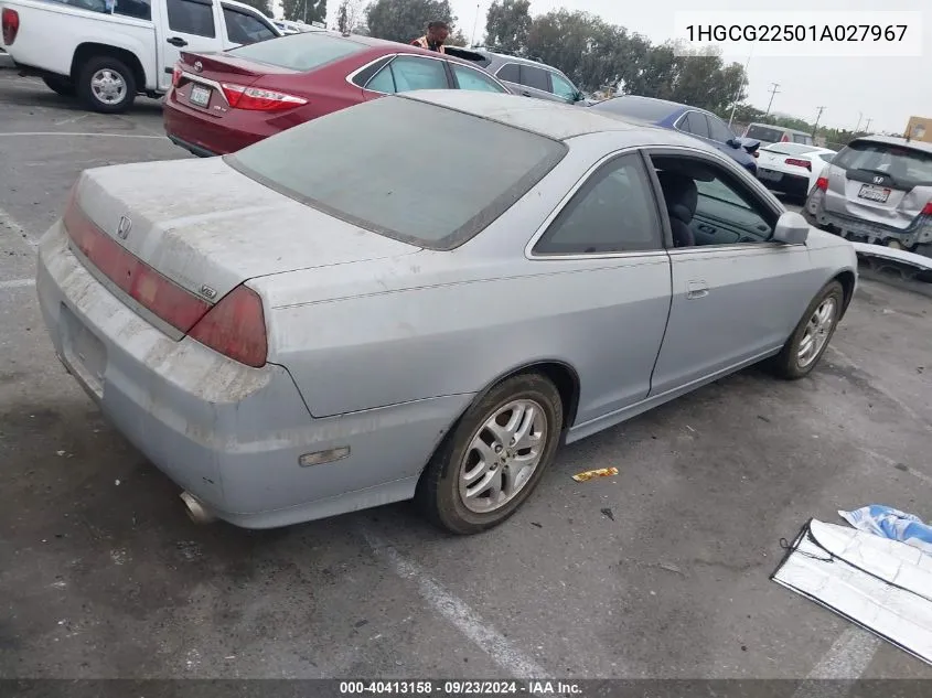 2001 Honda Accord 3.0 Ex VIN: 1HGCG22501A027967 Lot: 40413158