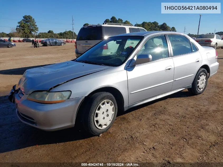 2001 Honda Accord 2.3 Lx VIN: 1HGCG56421A080494 Lot: 40424745