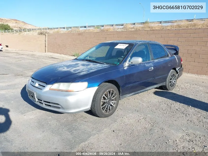 2001 Honda Accord 2.3 Lx VIN: 3HGCG66581G702029 Lot: 40429036