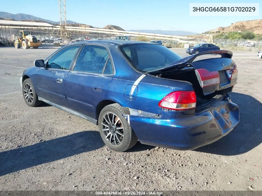 2001 Honda Accord 2.3 Lx VIN: 3HGCG66581G702029 Lot: 40429036