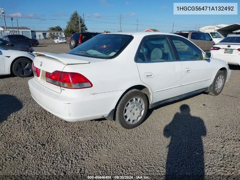 2001 Honda Accord 2.3 Lx VIN: 1HGCG56471A132492 Lot: 40446485