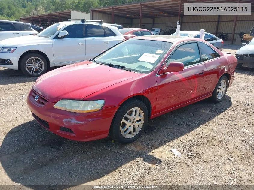 2001 Honda Accord 3.0 Ex VIN: 1HGCG22551A025115 Lot: 40472495