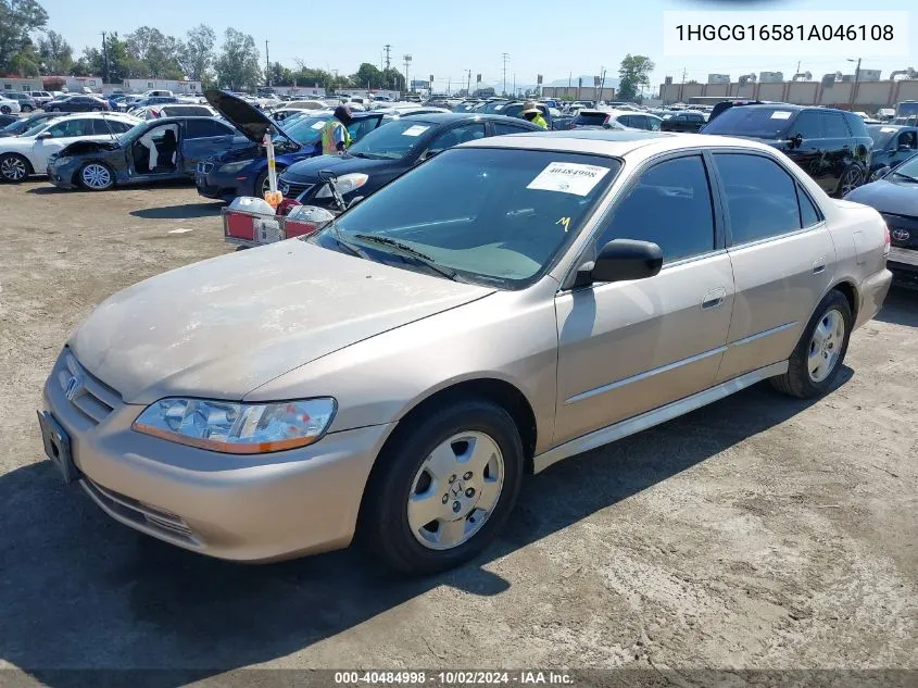 2001 Honda Accord 3.0 Ex VIN: 1HGCG16581A046108 Lot: 40484998