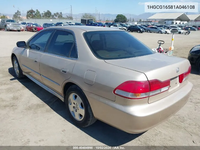 2001 Honda Accord 3.0 Ex VIN: 1HGCG16581A046108 Lot: 40484998