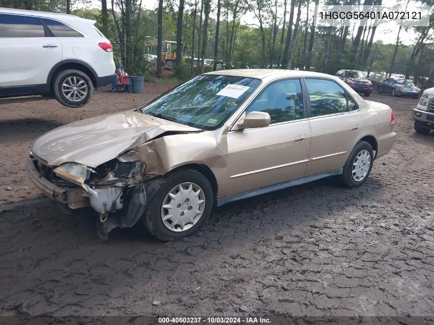 2001 Honda Accord 2.3 Lx VIN: 1HGCG56401A072121 Lot: 40503237