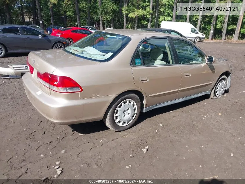 2001 Honda Accord 2.3 Lx VIN: 1HGCG56401A072121 Lot: 40503237