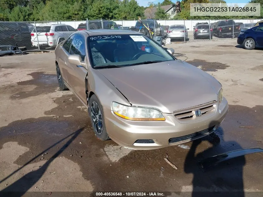 2001 Honda Accord 3.0 Ex VIN: 1HGCG22531A026845 Lot: 40536548