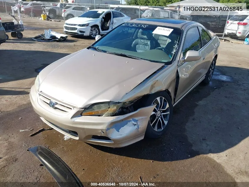 2001 Honda Accord 3.0 Ex VIN: 1HGCG22531A026845 Lot: 40536548