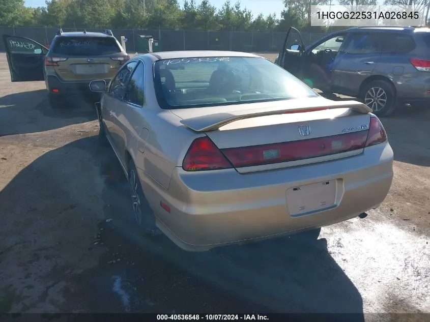 2001 Honda Accord 3.0 Ex VIN: 1HGCG22531A026845 Lot: 40536548