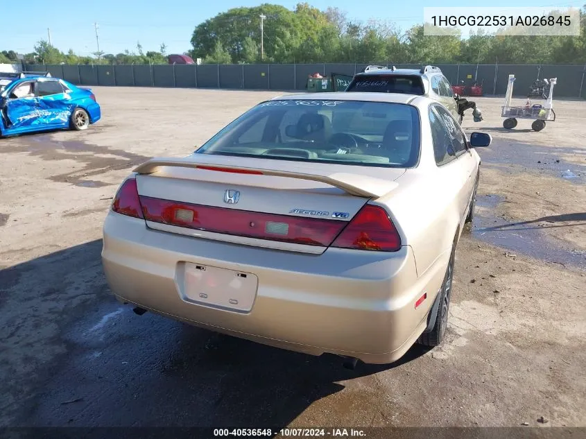 2001 Honda Accord 3.0 Ex VIN: 1HGCG22531A026845 Lot: 40536548