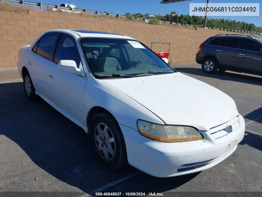 2001 Honda Accord Ex VIN: JHMCG66811C024492 Lot: 40545637