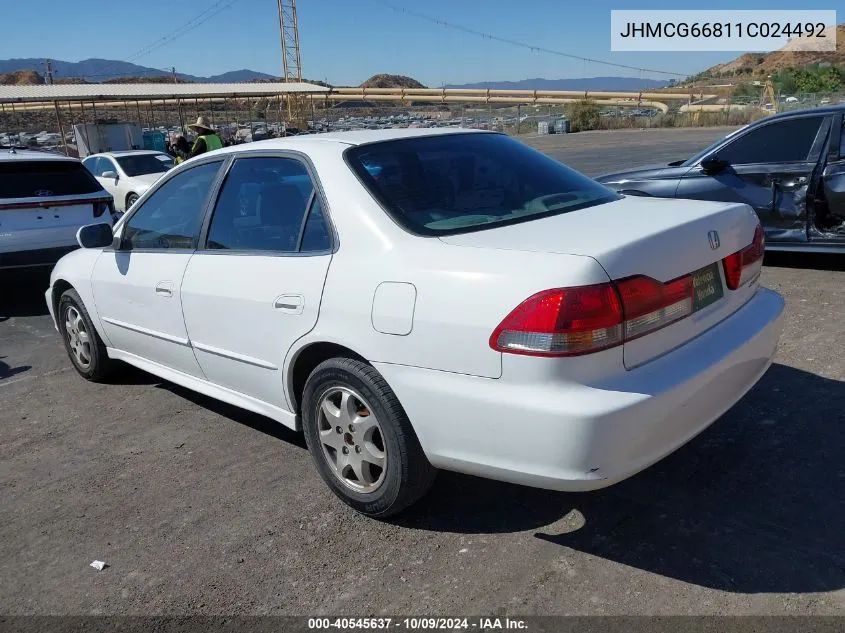 2001 Honda Accord Ex VIN: JHMCG66811C024492 Lot: 40545637