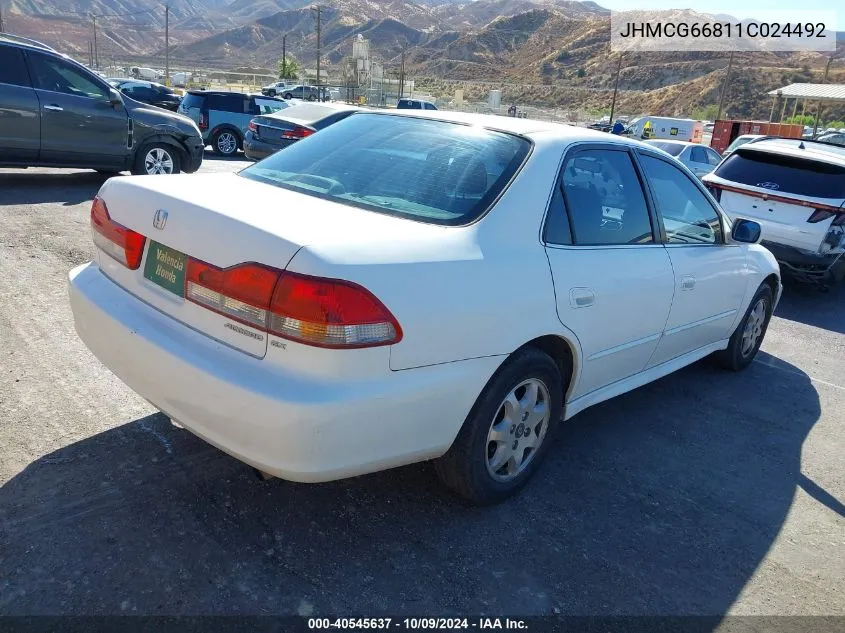 2001 Honda Accord Ex VIN: JHMCG66811C024492 Lot: 40545637