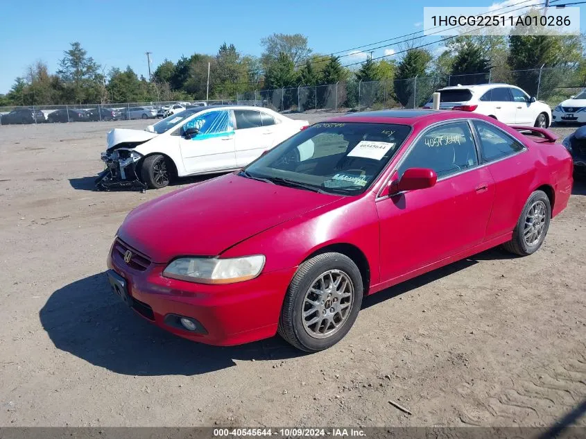 2001 Honda Accord 3.0 Ex VIN: 1HGCG22511A010286 Lot: 40545644