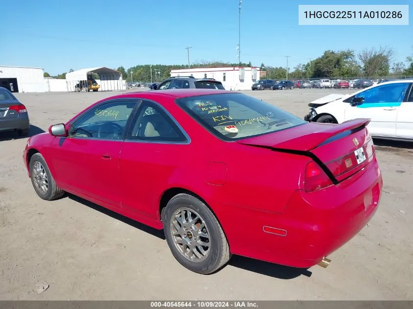 2001 Honda Accord 3.0 Ex VIN: 1HGCG22511A010286 Lot: 40545644