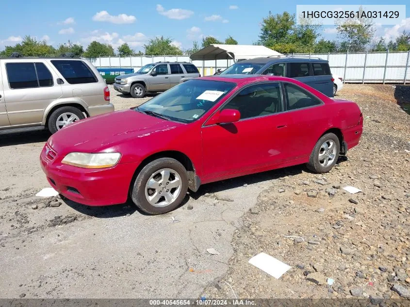 1HGCG32561A031429 2001 Honda Accord 2.3 Ex