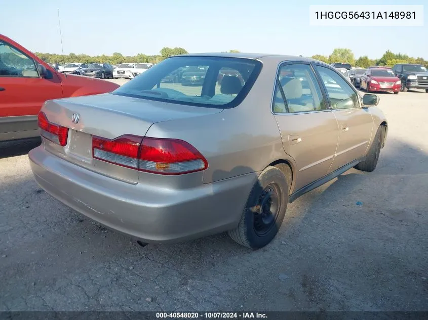 2001 Honda Accord 2.3 Lx VIN: 1HGCG56431A148981 Lot: 40548020