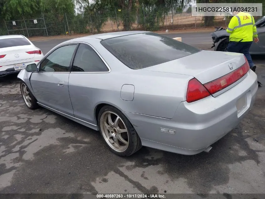 2001 Honda Accord 3.0 Ex VIN: 1HGCG22581A034231 Lot: 40597263