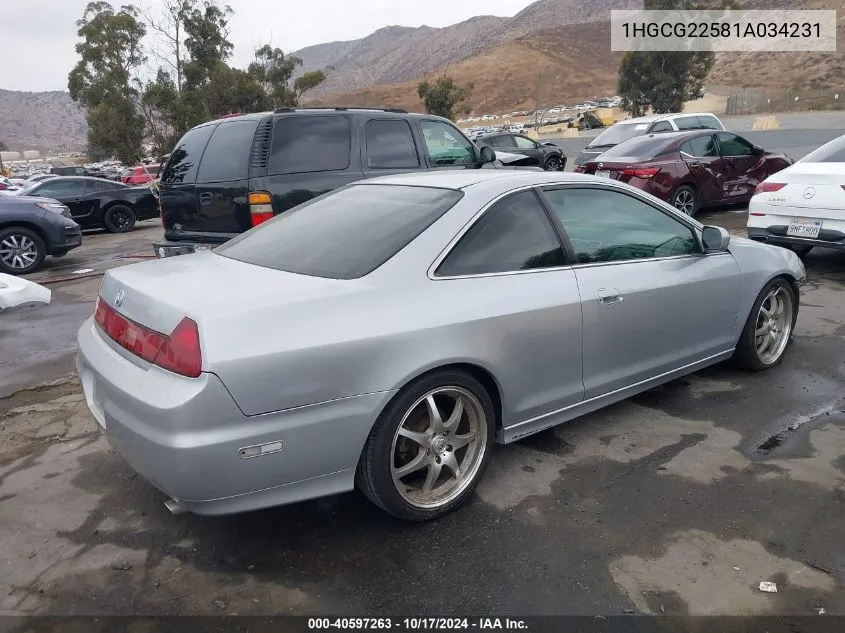 1HGCG22581A034231 2001 Honda Accord 3.0 Ex