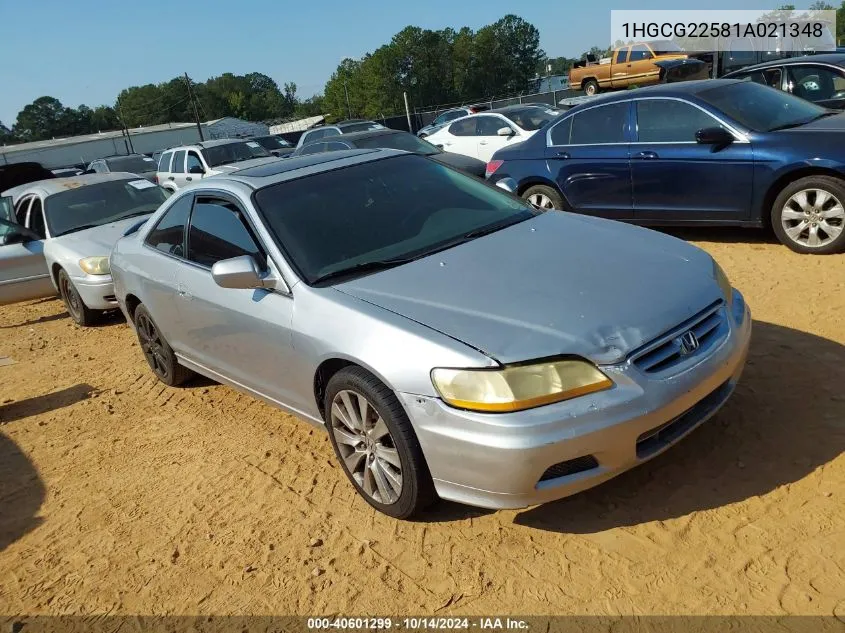 2001 Honda Accord 3.0 Ex VIN: 1HGCG22581A021348 Lot: 40601299