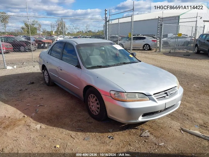 2001 Honda Accord Value Package VIN: 1HGCF86691A114422 Lot: 40612636