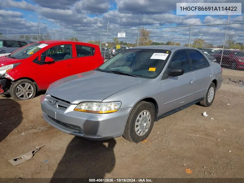 2001 Honda Accord Value Package VIN: 1HGCF86691A114422 Lot: 40612636