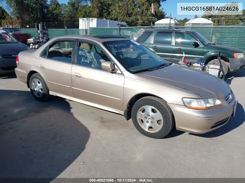 2001 Honda Accord 3.0 Ex VIN: 1HGCG16581A024626 Lot: 40621956