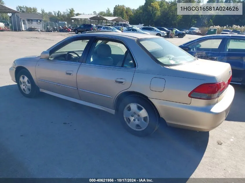 2001 Honda Accord 3.0 Ex VIN: 1HGCG16581A024626 Lot: 40621956