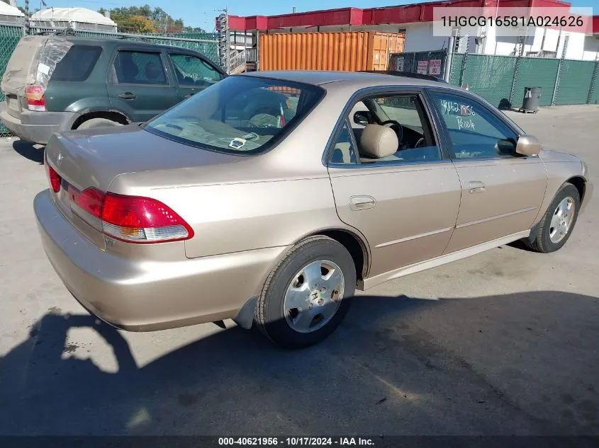 2001 Honda Accord 3.0 Ex VIN: 1HGCG16581A024626 Lot: 40621956