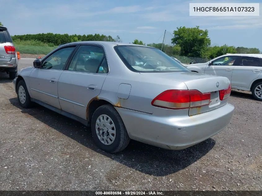 2001 Honda Accord Value Package VIN: 1HGCF86651A107323 Lot: 40670694