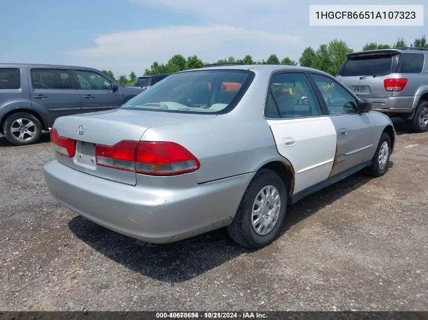 2001 Honda Accord Value Package VIN: 1HGCF86651A107323 Lot: 40670694