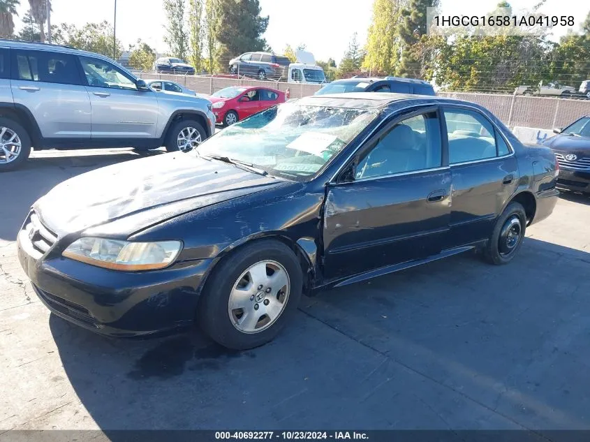 2001 Honda Accord 3.0 Ex VIN: 1HGCG16581A041958 Lot: 40692277