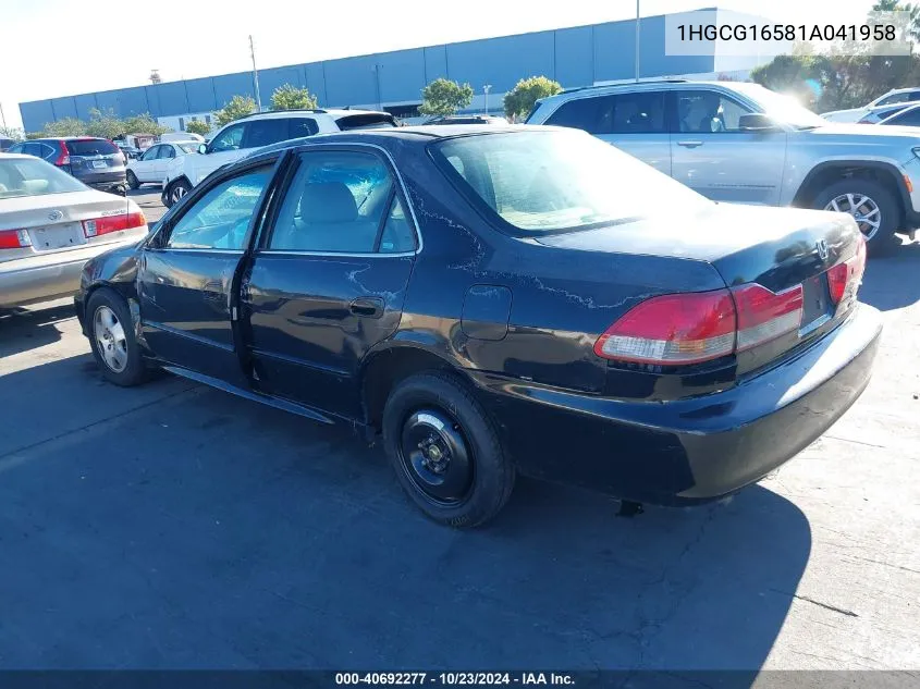 2001 Honda Accord 3.0 Ex VIN: 1HGCG16581A041958 Lot: 40692277