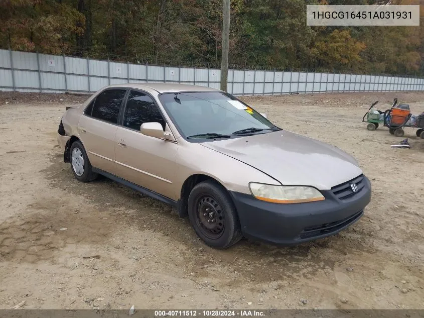 2001 Honda Accord 3.0 Lx VIN: 1HGCG16451A031931 Lot: 40711512