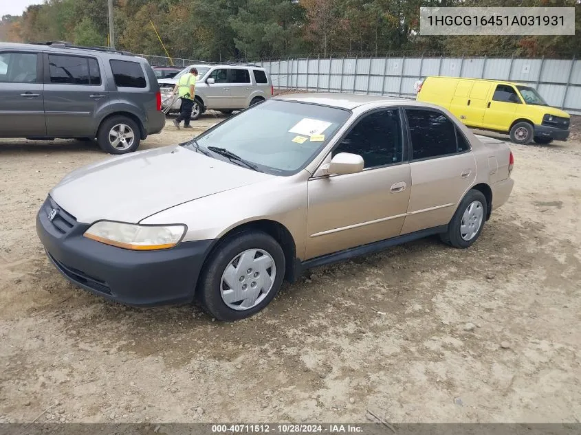 2001 Honda Accord 3.0 Lx VIN: 1HGCG16451A031931 Lot: 40711512