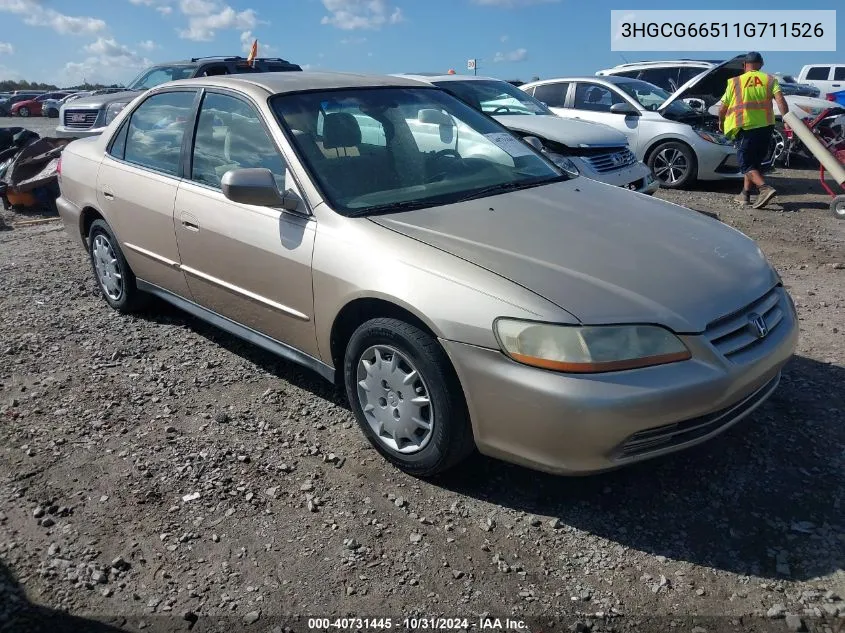 2001 Honda Accord 2.3 Lx VIN: 3HGCG66511G711526 Lot: 40731445