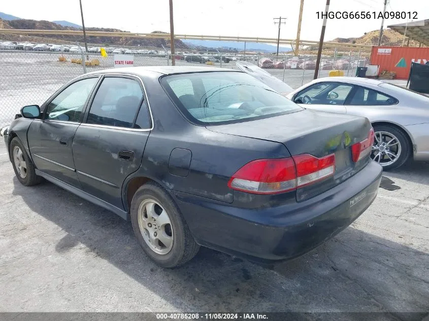 2001 Honda Accord 2.3 Lx VIN: 1HGCG66561A098012 Lot: 40785208