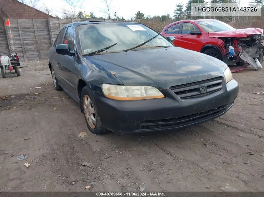 2001 Honda Accord 2.3 Ex VIN: 1HGCG66851A143726 Lot: 40789658