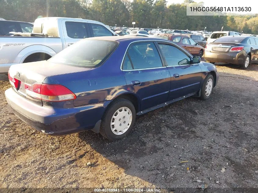 2001 Honda Accord 2.3 Lx VIN: 1HGCG56481A113630 Lot: 40789941