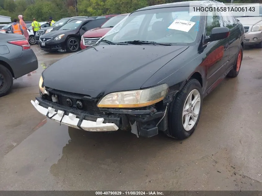 2001 Honda Accord Ex VIN: 1HGCG16581A006143 Lot: 40790829