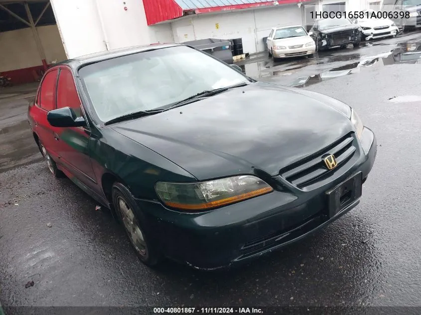 2001 Honda Accord 3.0 Ex VIN: 1HGCG16581A006398 Lot: 40801867